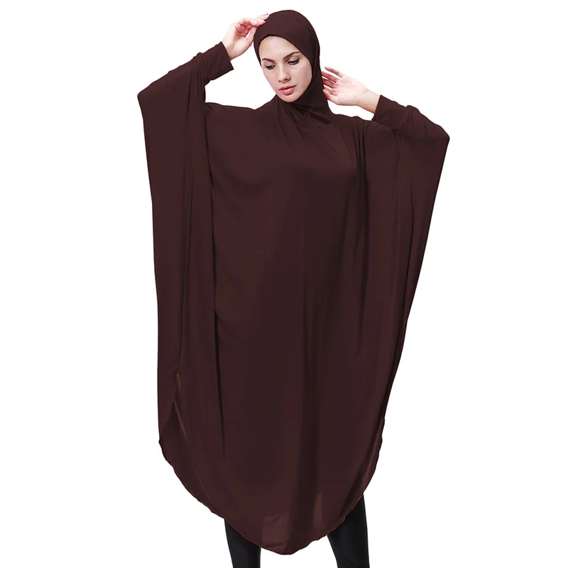 

Anself Muslim Women Long Hijab Islamic Ramadan Arab Solid Color Lady Scarf Headscarf Middle East Robe with Hood Hijabs Cover Up