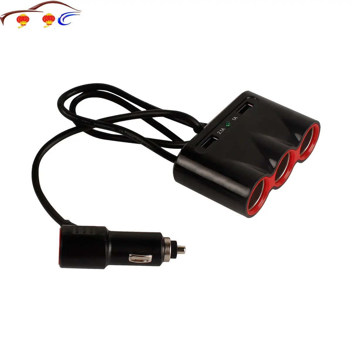 

120W One Drag Three Vehicle Point Smoke Detector Both USB Vehicle Charger Automobile Distributor