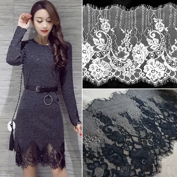 

ZOTOONE Width 25cm Nylon African Lace Nigerian Lace Fabric 2018 High Quality Lace Needlework Accessories White Lace Fabric E