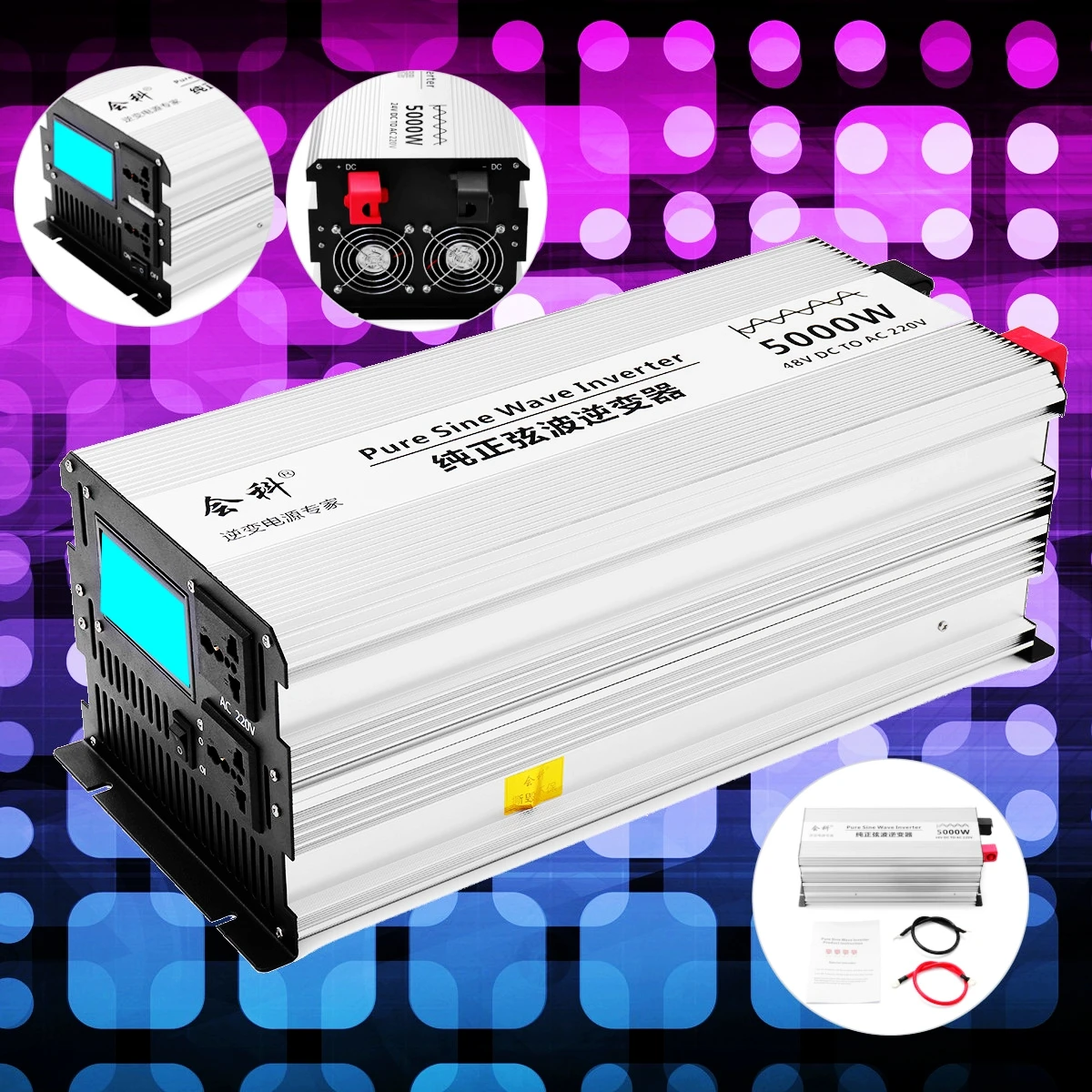 

Inverter pure sine wave 2500W 5000W P eak 50Hz DC 12V/24V/48V to AC 110V/220V Voltage Transformer Converte LCD display Inverter