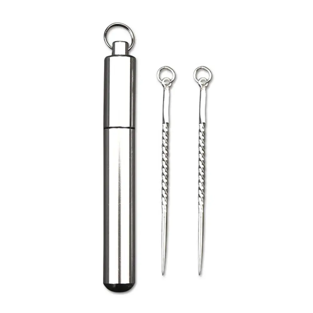 

S990 Sterling Silver Toothpick Portable Carry-on Aluminum Fruit Toothpick Holder Small Size And Light Weight