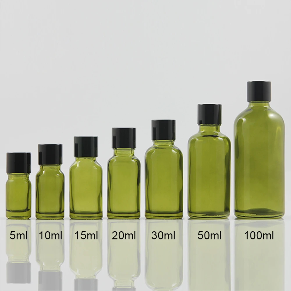 

Wholesale glass bottles 0.5 oz lotion bottle cosmetic packaging, 15ml spray olive colour with aluminum lids