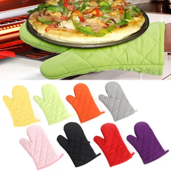 

Hot Sale High-temperature Thick Hot Insulation Microwave Oven Gloves Kitchen Supplies 1PC Cotton Professional Solid Oven Mitts