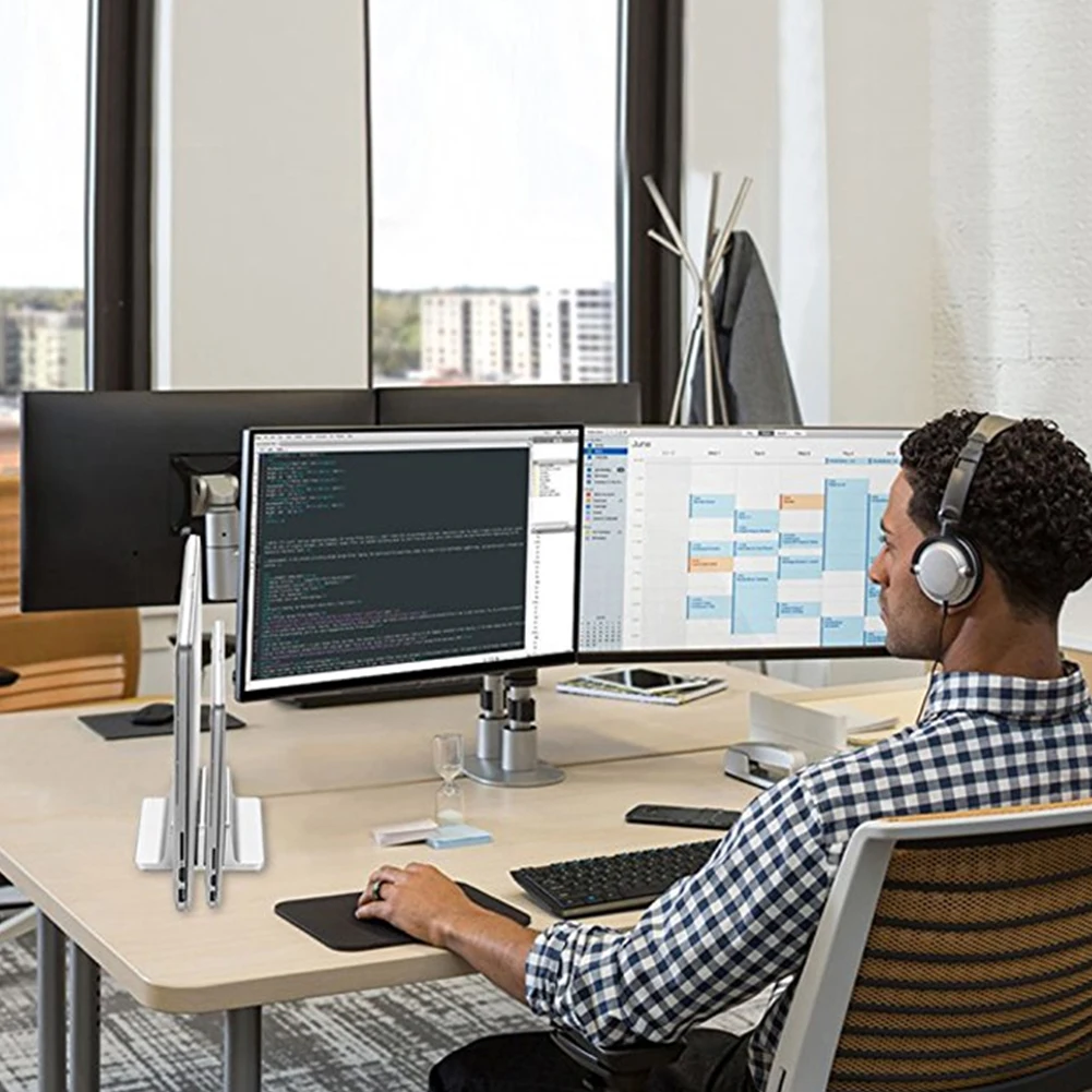 Holder Aluminum Alloy Desk Adjustable Base Vertical Erected Thickness Laptop Stand Notebook Double Space For MacBook For Surface