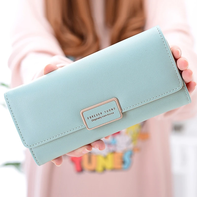 

Women's Wallet Female Long Section 30% Japanese And Korean Version Fashion Buckle Student Wallet Large-Capacity Wallet