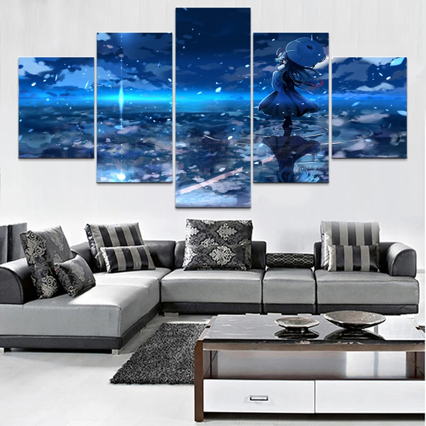 

Canvas Print Painting Wall Art 5 Pieces Anime Touhou Yukari Yakumo Landscape Poster Modular Picture Home Decor Living Room Frame