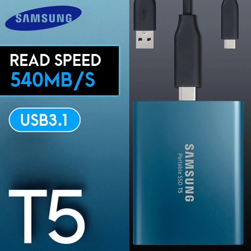 Samsung внешний Ssd T5 250 gb 500g 1 t 2 Внешний твердотельный Hd жесткий диск Usb 3,1 Gen2 (10 Гбит/с) и обратная совместимость для ПК