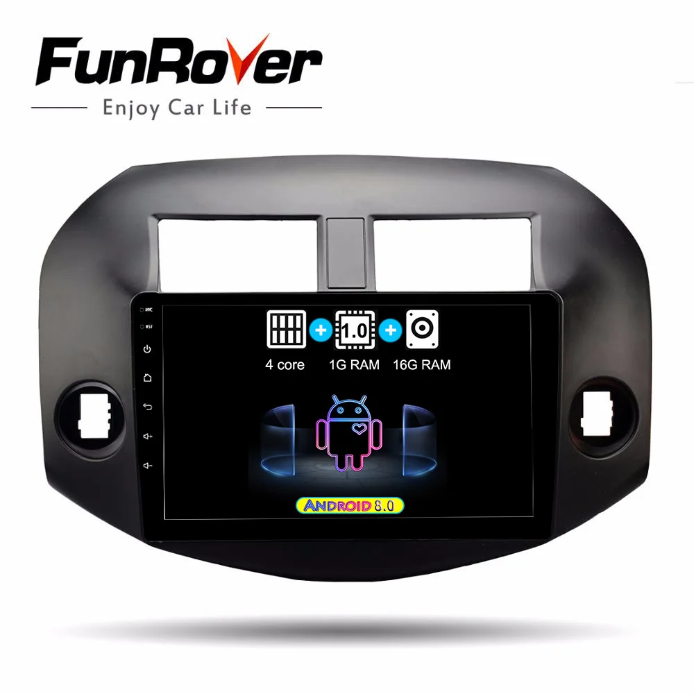 

FUNROVER 2 din 10.1" Android 8.0 car dvd gps Multimedia player For RAV4 2005-2013 radio navigation navi stereo WIFI BT RDS FM 4G