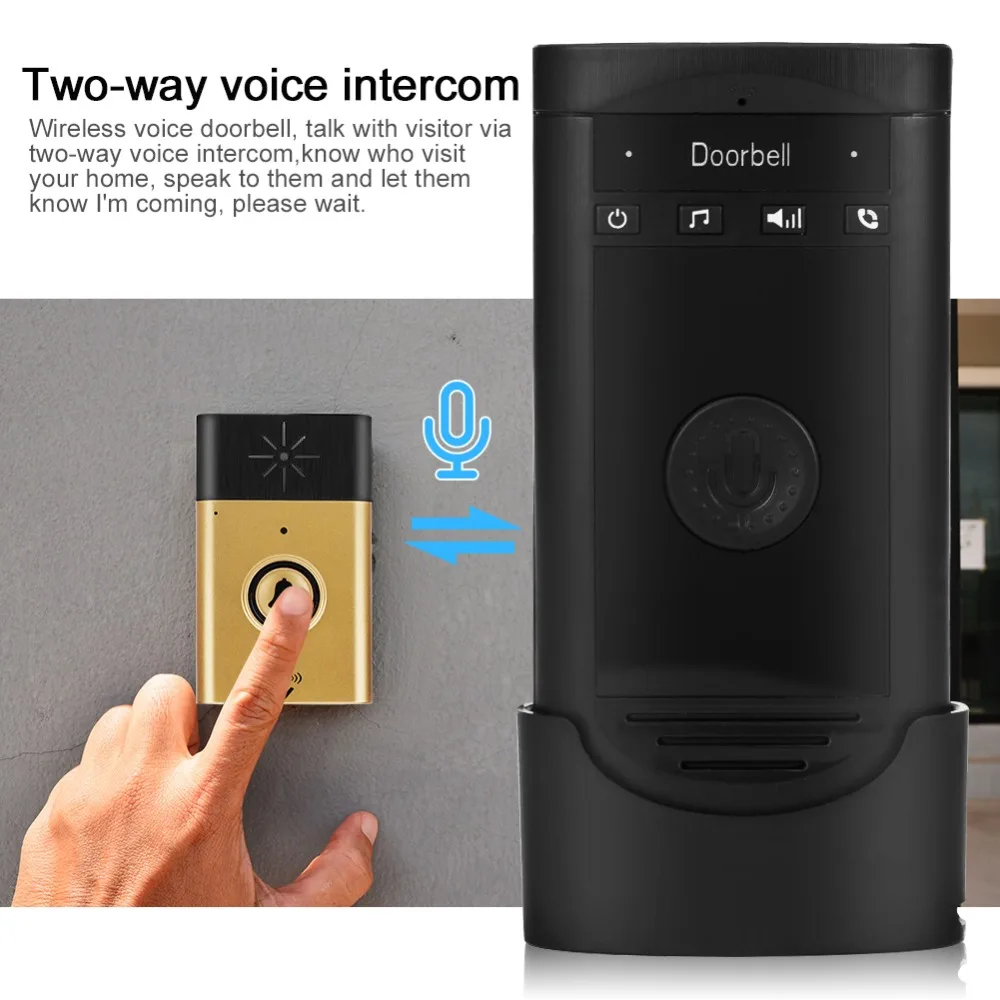 

Wireless Voice Intercom Doorbells Two-way Talk Home Doorbell Intercom Kit Long Standby Time Silver Gold