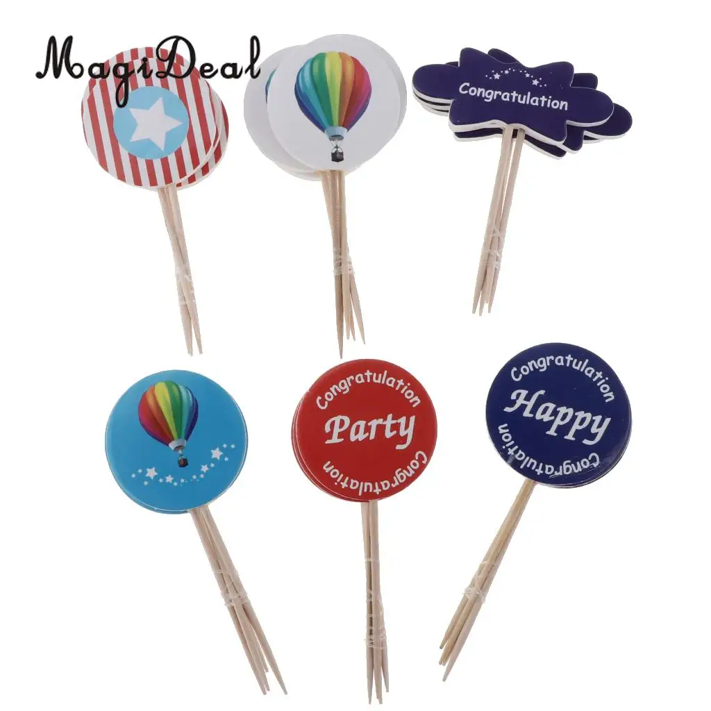 MagiDeal 24PCS ASSORTED CARTOON CAKE TOPPER CHILD BIRTHDAY CUPCAKE