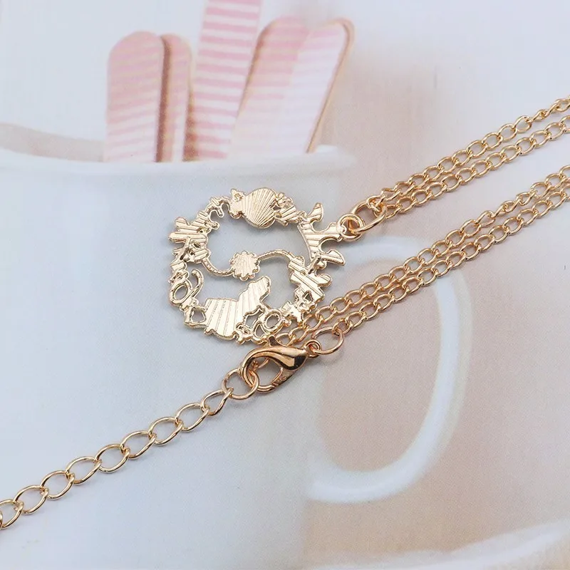 Alice In Wonderland Necklace Women Jewelry Chain Enamel Flower