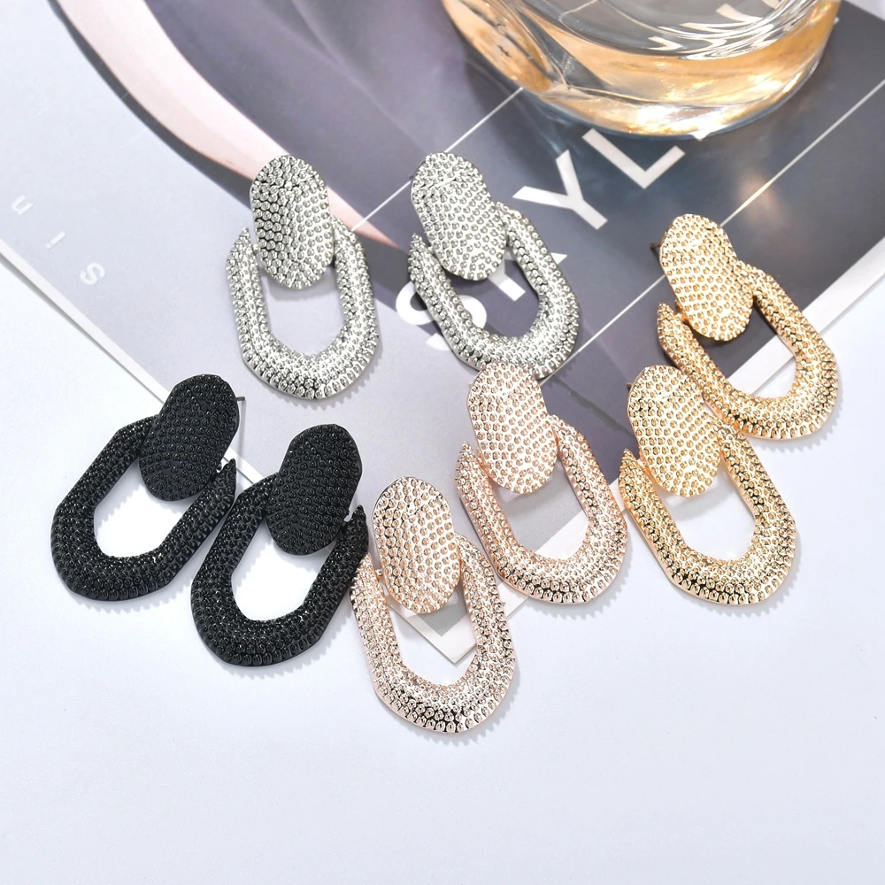 

MESTILO 2019 Punk Alloy Earrings Irregular Geometric Oval Hemp Points Drop Earrings For Female Elegant Metal Bijoux Accessories