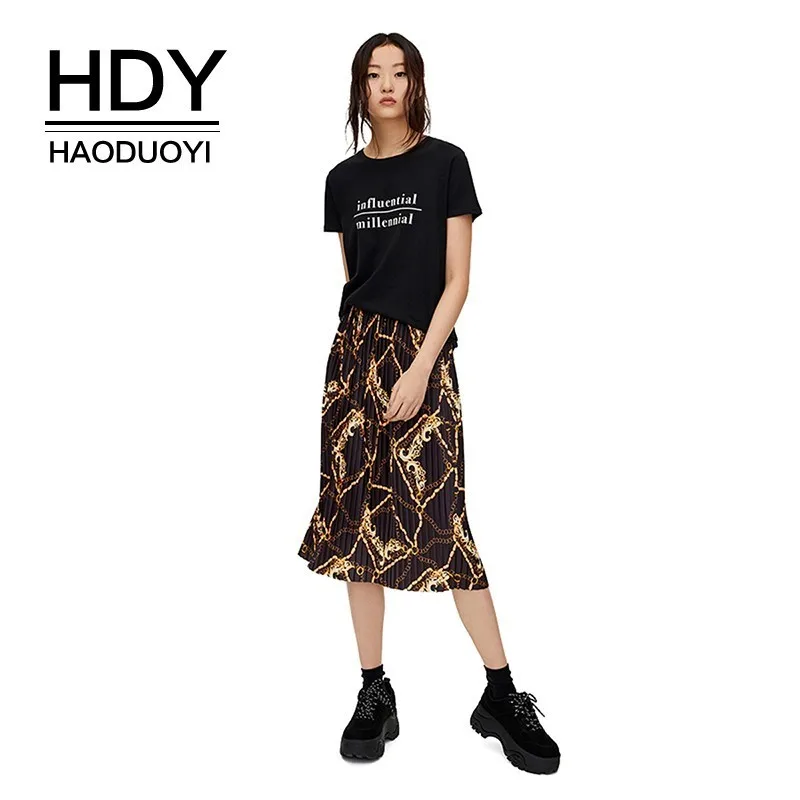 HDY Haoduoyi летние однотонные Женские топы для девочек черная футболка с короткими