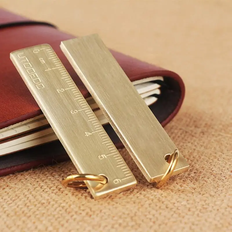 

Retro Mini Copper Key Pendant Ruler Portable Drawing Keychain Office Template School Supplies Stationery 6cm Small Copper Ruler