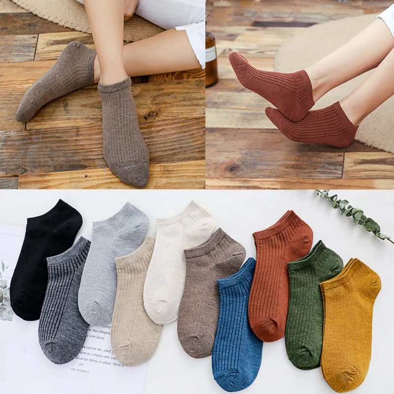 

Breathable Hot Sale Women 2019 New Anti-skid Invisible Girls 1Pair Striped Cotton Popular Casual Ankle Socks High Quality