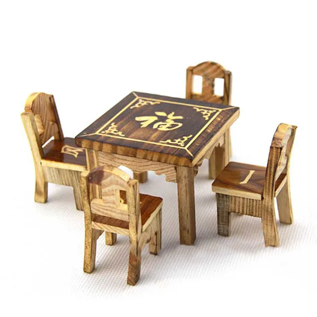 Best Quality 1pc Table 4pcs Chair Wooden Dollhouse Miniature Furniture Mini Dining Room Toy Doll House Accessories Best Quality 1pc Table 4pcs Chair Wooden Dollhouse Miniature Furniture Mini Dining Room Toy Doll House Accessories