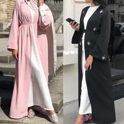 Мусульманские бриллианты бисер кардиган абайя вечернее платье кимоно длинные халаты Jubah Дубай Ближний Восток Рамадан Арабский исламский
