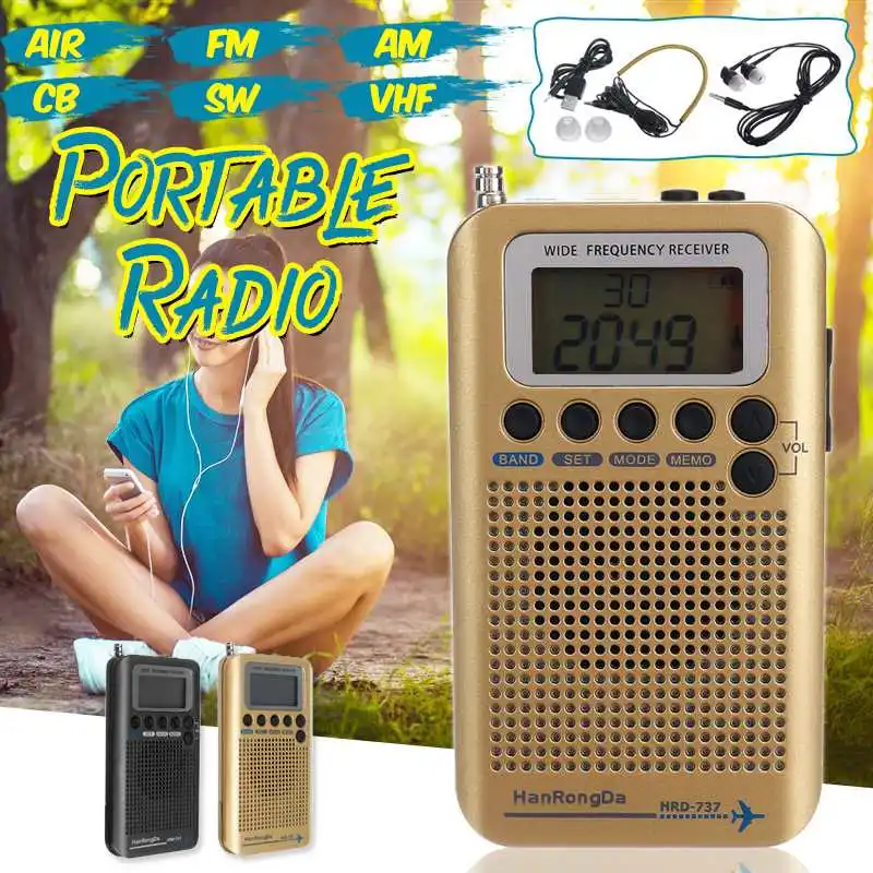 

Full Bands Portable Digital AIR/FM/AM/CB/SW/VHF Radio LCD Stereo Mini Receiver Multifunction Professional Off-road Enthusiasts
