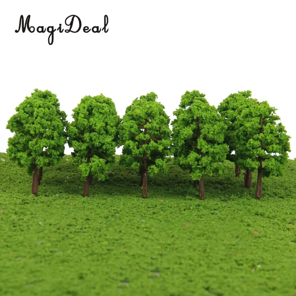 

MagiDeal High Simulation 20Pcs/Lot Plastic Model Trees Rain Railroad Scenery 1/150 Scale for Street Railway Greenery Layout