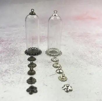 

100pcs/lot 50x18mm Clear bell jars tube shape glass globe bubble glass vial pendant diy glass bottle cover dome necklace jewelry