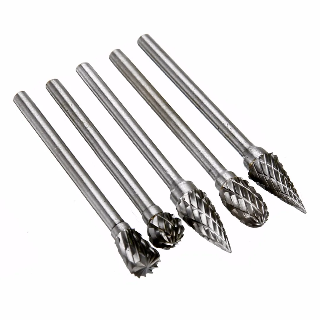 

10pcs/set 1/8" Tungsten Carbide Burr Bit 6mm Rotary Cutter Files CNC Engraving Tool for Metal Woodworking Engraving Bits