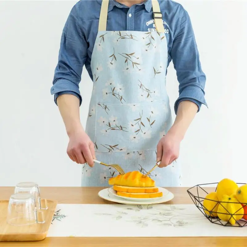 Модный Регулируемый хлопковый Кухонный Фартук с большими карманами без шариков
