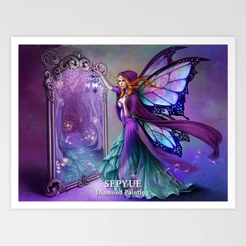 

SepYue 5D DIY Diamond Painting Full Drill Square Diamond Painting Kits Paint with Diamonds Cartoon Butterfly Fairy and Mirror