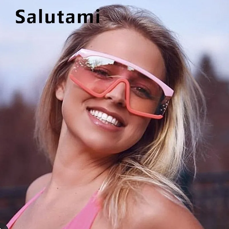 Большие цельные Квадратные Солнцезащитные очки для женщин Роскошные брендовые розовые красные Солнцезащитные очки Мужские полуоправы с дырками Шикарные очки Ins