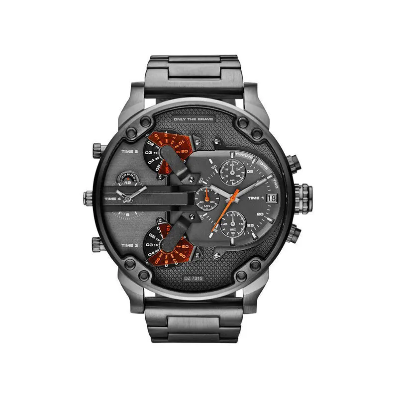 

New Brand Luxury Large Dial Men's Military Leather Stainless Steel Casual Sports Business Metal Watch Men