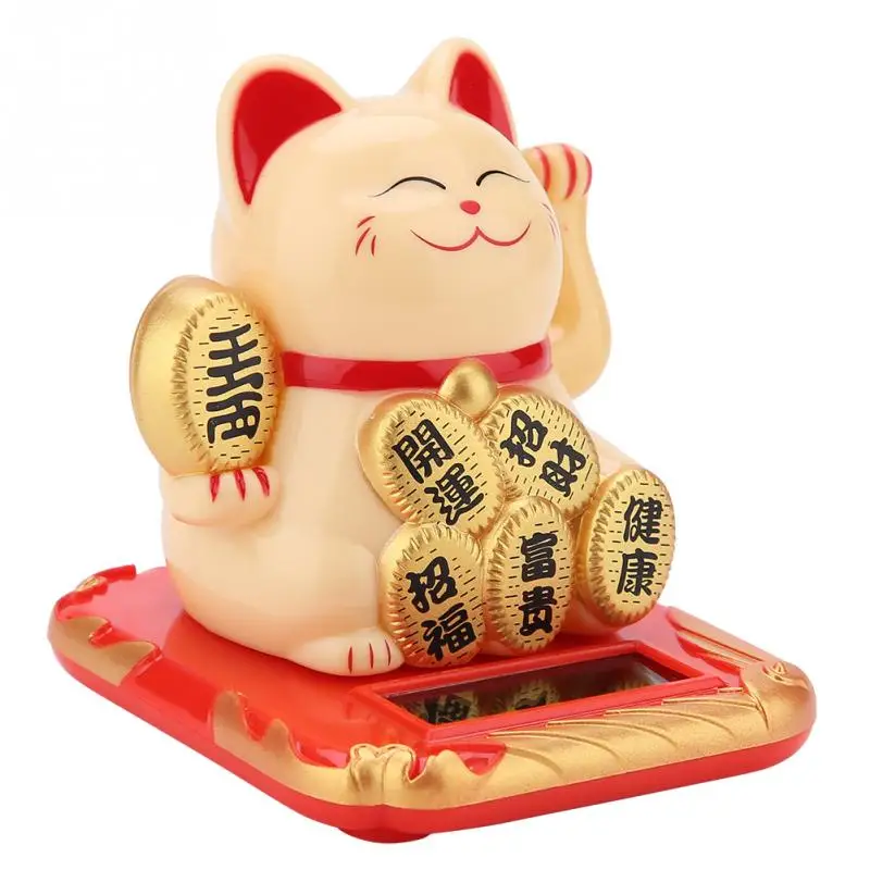 Maneki Neko на солнечных батареях, радушный Кот, удача для дома, автомобиля, отеля, ресторана, Декор, ремесло, модная новинка, черный/белый кот