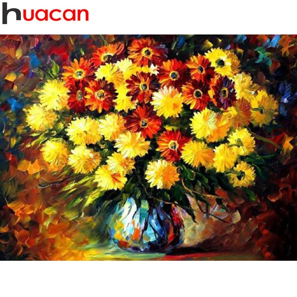 

HUACAN 5D DIY Full Square Diamond Painting Picture Of Rhinestone Diamond Embroidery Flower Cross Stitch Mosaic Home Decor Gift