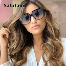 Круглые Брендовые женские солнцезащитные очки кошачий глаз, новые модные черные негабаритные мужские ретро роскошные солнцезащитные очки с градиентом Uv400 Oculos