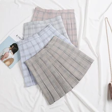 Плиссированная юбка клетчатая Лолита Стиль Хлопок А-силуэт выше колена Мини Длина империя талии Лето