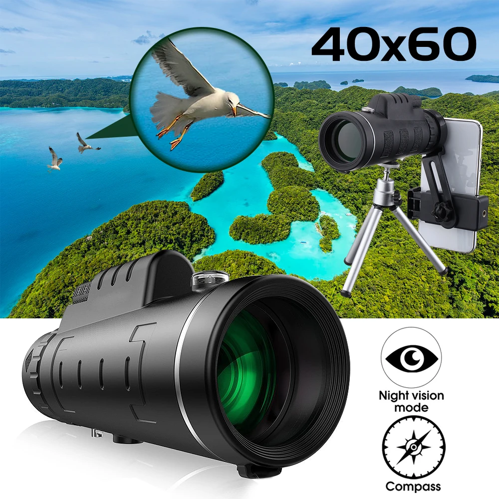 1 قطعة 40X60 HD أحادي تلسكوب + ترايبود + كليب ل في الهواء الطلق التخييم الصيد الهاتف المحمول تلسكوب أحادي تلسكوب 1 قطعة 40X60 HD أحادي تلسكوب + ترايبود + كليب ل في الهواء الطلق التخييم الصيد الهاتف المحمول تلسكوب أحادي تلسكوب