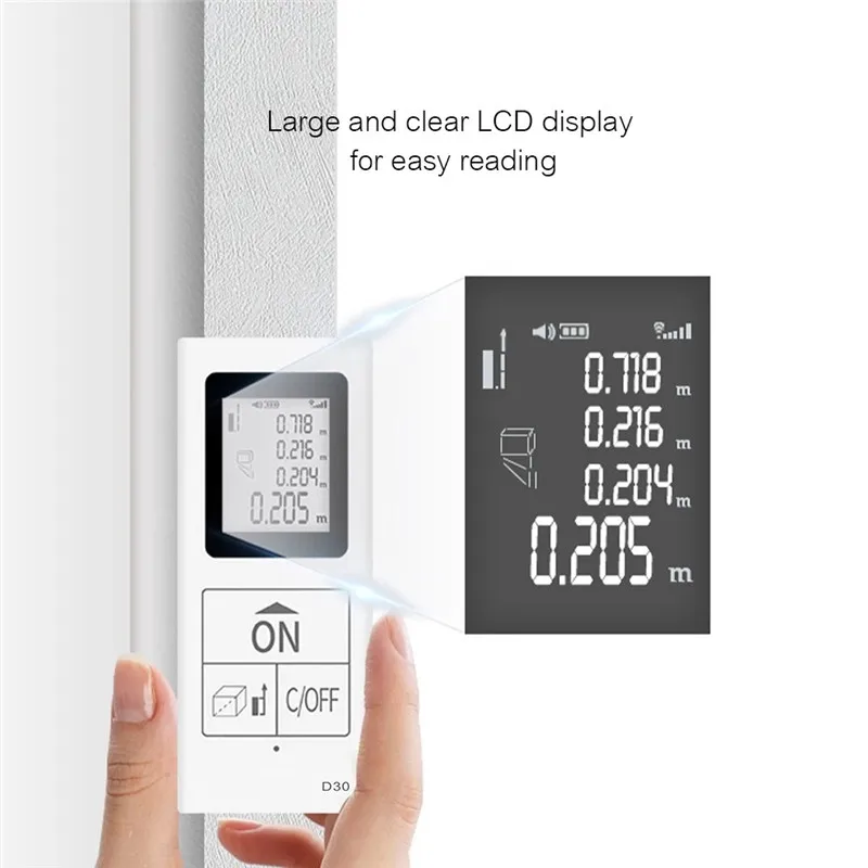 ZEAST Mini D30 30M Handheld Laser Distance Meter Digital USB Rechargeable Laser Rangefinder Distance Area Volume Measurement ZEAST Mini D30 30M Handheld Laser Distance Meter Digital USB Rechargeable Laser Rangefinder Distance Area Volume Measurement