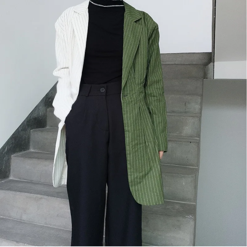 DEAT 2020 New Spring Fashion Turn-down Collar Full Sleeves Contrast Colors Single Button High Waist Jacket Cool WD49706L | Женская