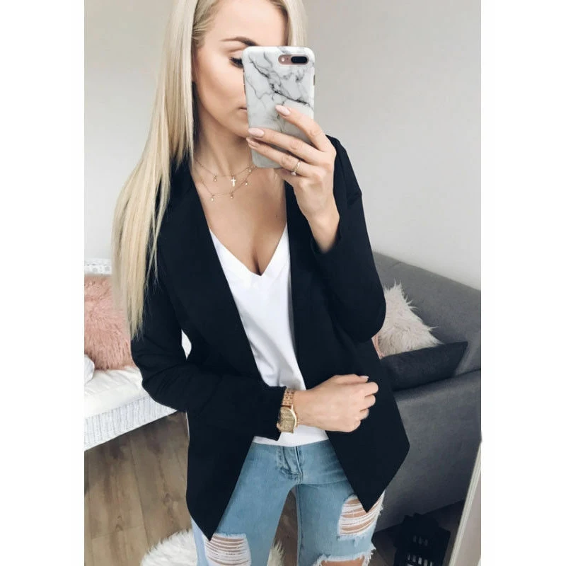 New  Women Clothes small Suit Elegant Simple Office Suit  Long Sleeve Top Casual Cardigan Outwear Formal Slim Coat Jacket