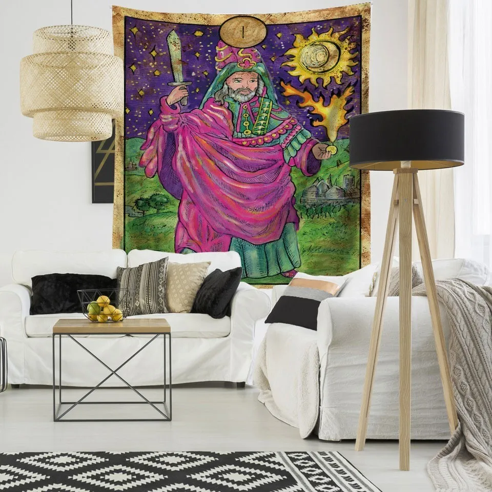 

Tarot Divine Mandala Tapestry Wall Hanging Hippie Boho Decor Witchcraft Home Wall Cloth Tapestries Carpet Psychedelic Tapestry