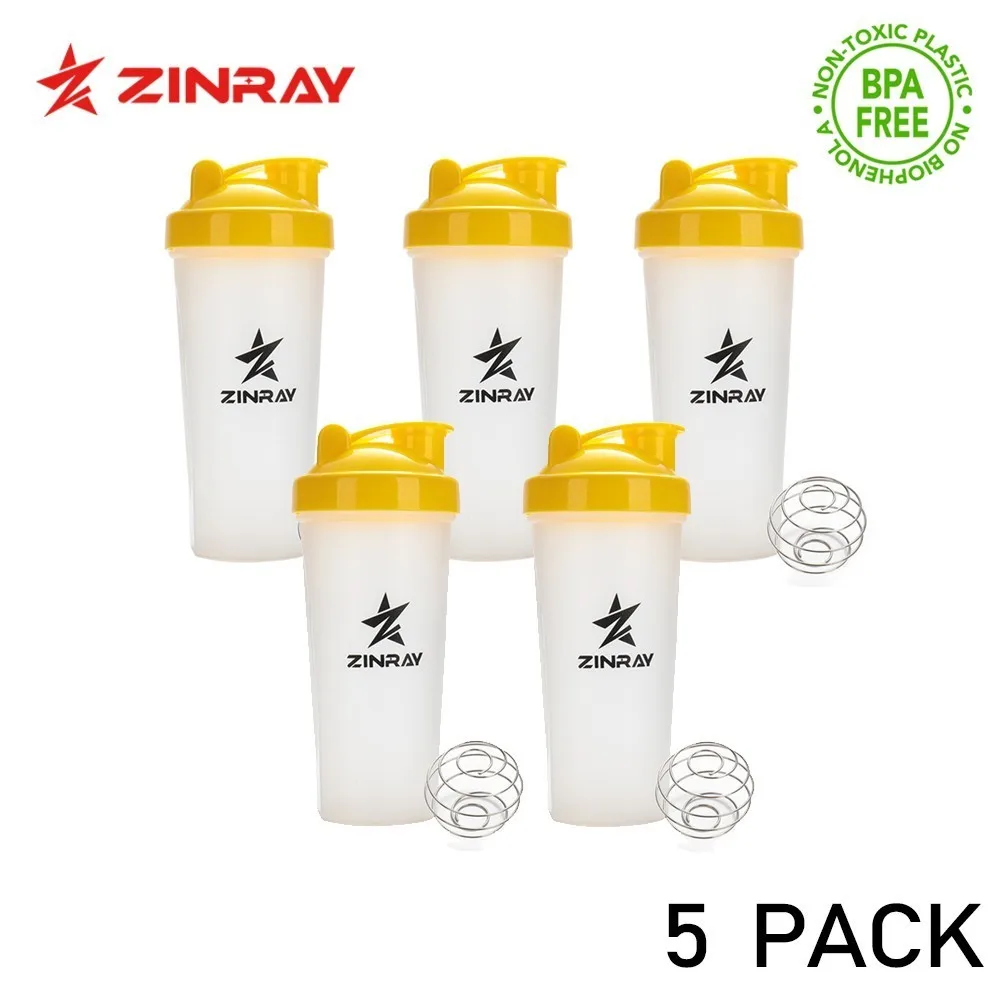 

Zinray 5 Pack Sports Shaker Bottle Mixing Bottle Drinkware Protein Portable Motion 600ml For Cycling Bicycle Drop Shipping