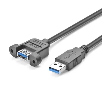 

USB 3.0 Extension Cable Wire Cord Male to Female Dual Shielded Foil+Braided with Screw Panel Mount 0.3m/0.6m/1m/1.8m/3m