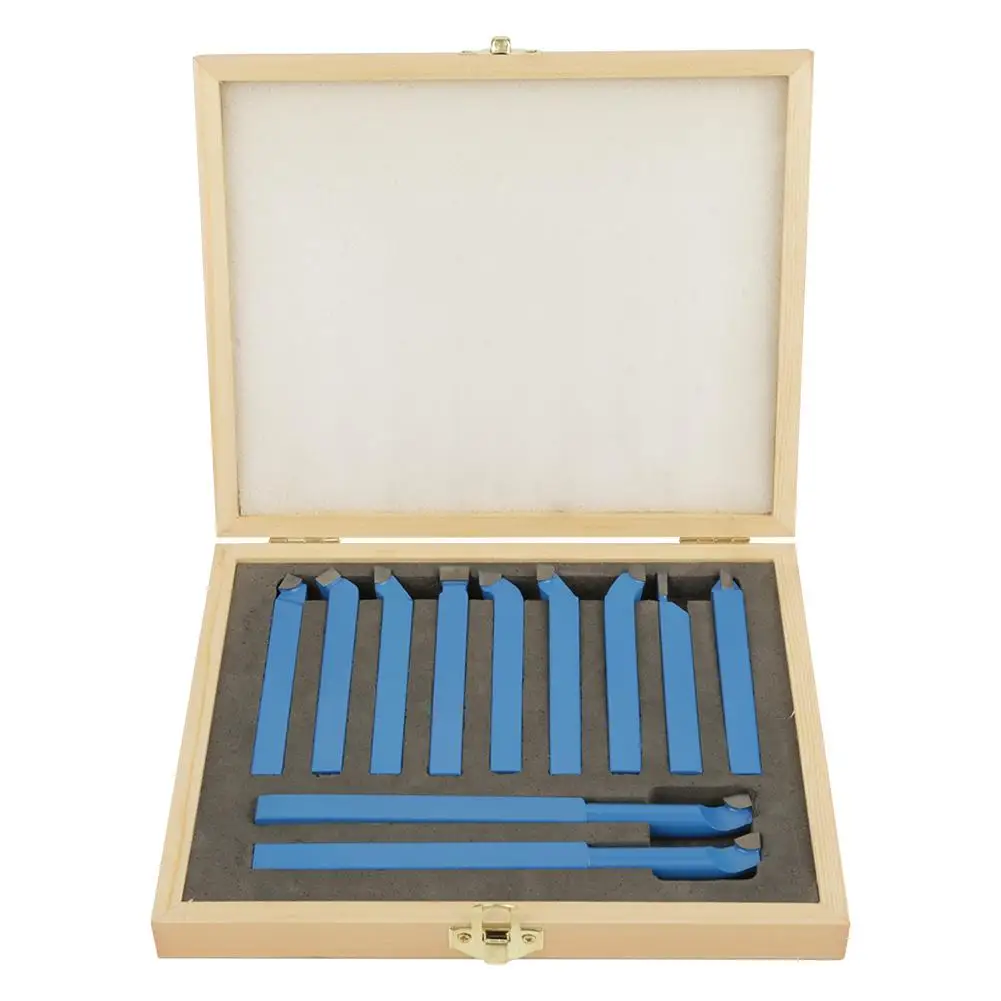 

11Pcs 10*10mm Lathe Tools Carbide Tipped Welding Milling Cutting Turning Lathe Tool Set