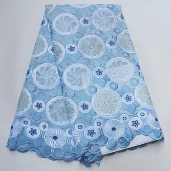 

African dry polish lace fabrics high quality cotton for man women cotton Nigerian Swiss voile laces in Switzerland with stones