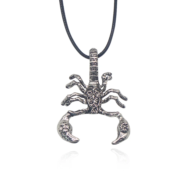 

Vintage Punk Scorpion Pendants Necklaces Metal Silver Animal Leather Rope Chain Necklace For Men Women Christmas Gifts Collares