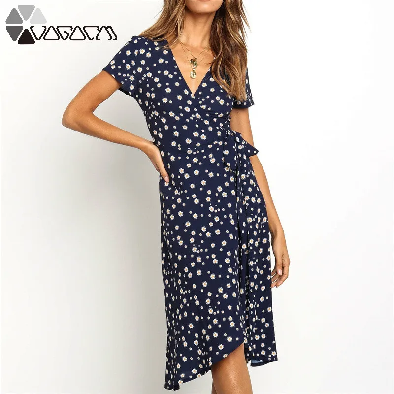 

2019 Elegant Casual Party Girls Dresses With Belt Women Flower Print Sexy Midi Dress Vintage Retro Plus Size Dress Vestidos New