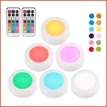 1/3/6 шт. RGB светодиодный свет под кабинет датчик касания с регулируемой яркостью Светодиодные шайбы для шкафа близко шкаф Лестницы прихожей ночной Светильник