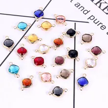 Позолоченные Круглые граненые стеклянные бусины из муранского стекла с двойным отверстием для сережек ручной работы