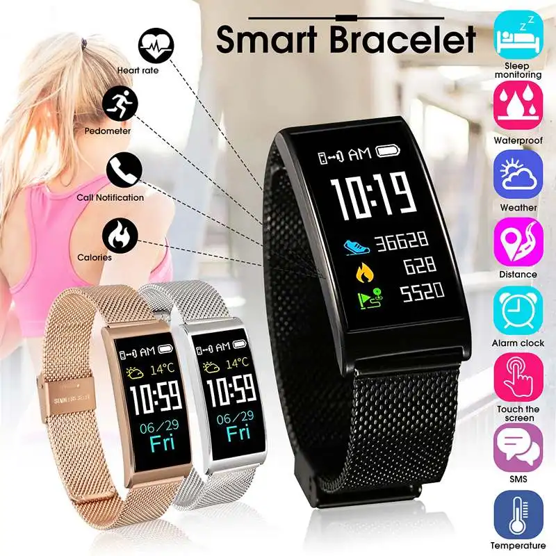 

Luxury Smartwatch Unisex 0.96inch IP68 Heart Rate Blood Pressure Monitor Pedometer Smart Bracelet Sport Watch For iphone Xiaomi