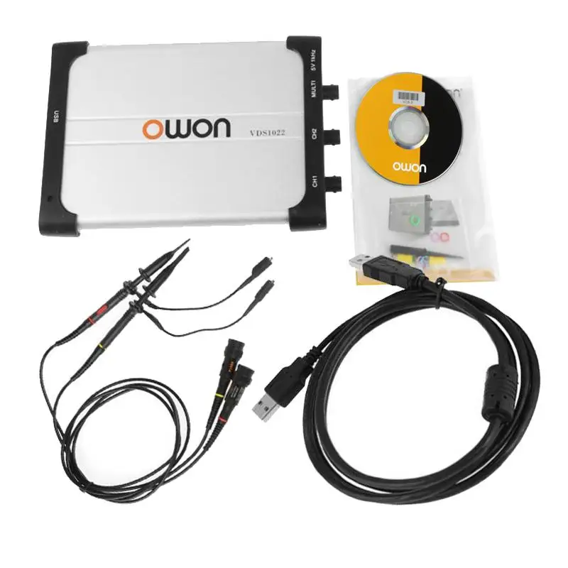 

PC USB Oscilloscope 100MSa/S Osciloscopio Analyzer 25M Dual Channel 25MHz Oscilloscopes with Probe Cable Tools Accessory
