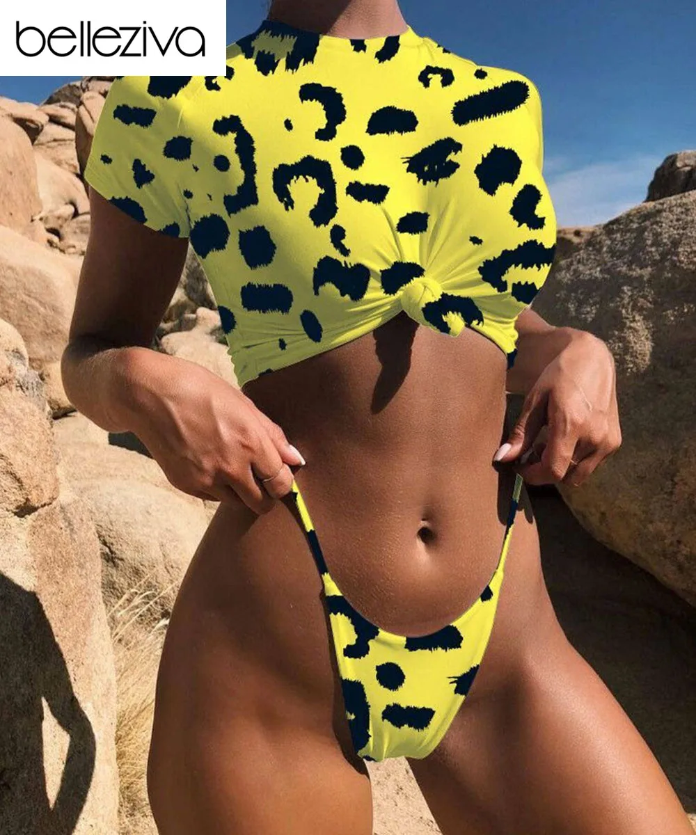 

Belleziva Bikini Women Push Up Brazilian Swimsuit T-Shirt Thong Bikini Sexy Swimming Suit Swimwear Maillot De Bain 6 Color