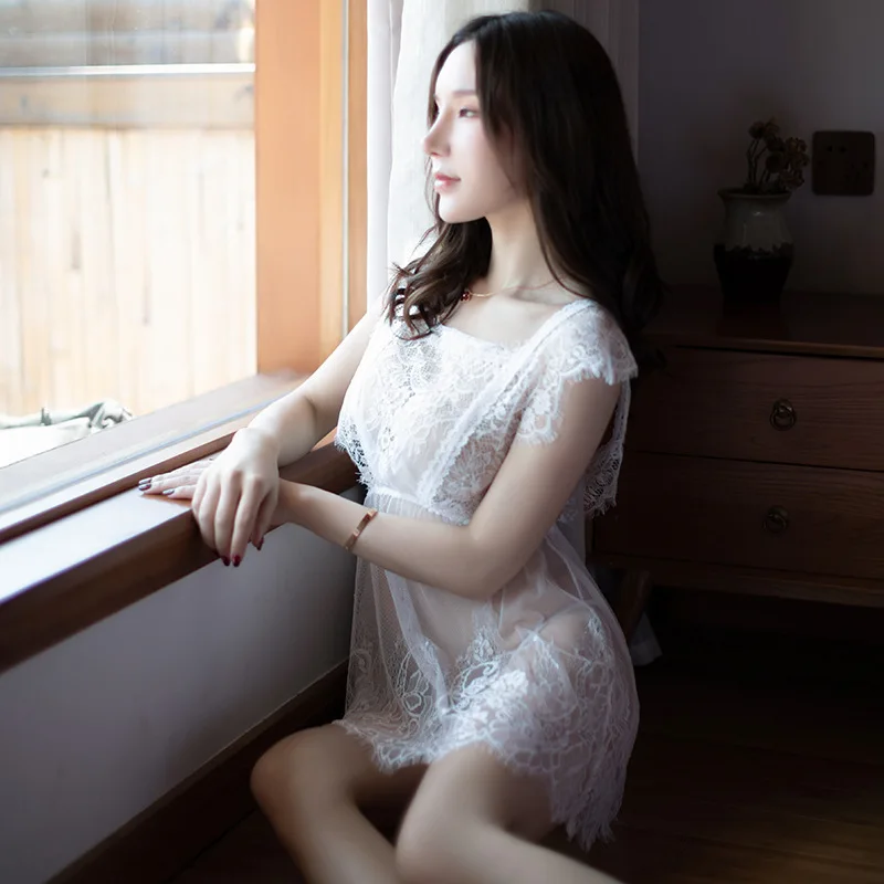 

2019 Sexy Underwear For Women Lace Lingerie Backless Perspective Gauze Sleep Sling Dress Erotic Underwear Nightdress